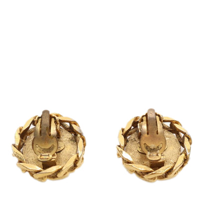 Gold Chanel Gold Plated CC Rhinestones Clip On Earrings