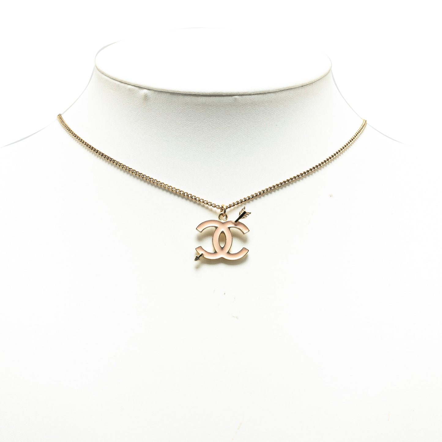 Gold Chanel Gold Plated and Enamel CC Arrow Pendant Necklace