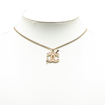 Gold Chanel Gold Plated and Enamel CC Arrow Pendant Necklace