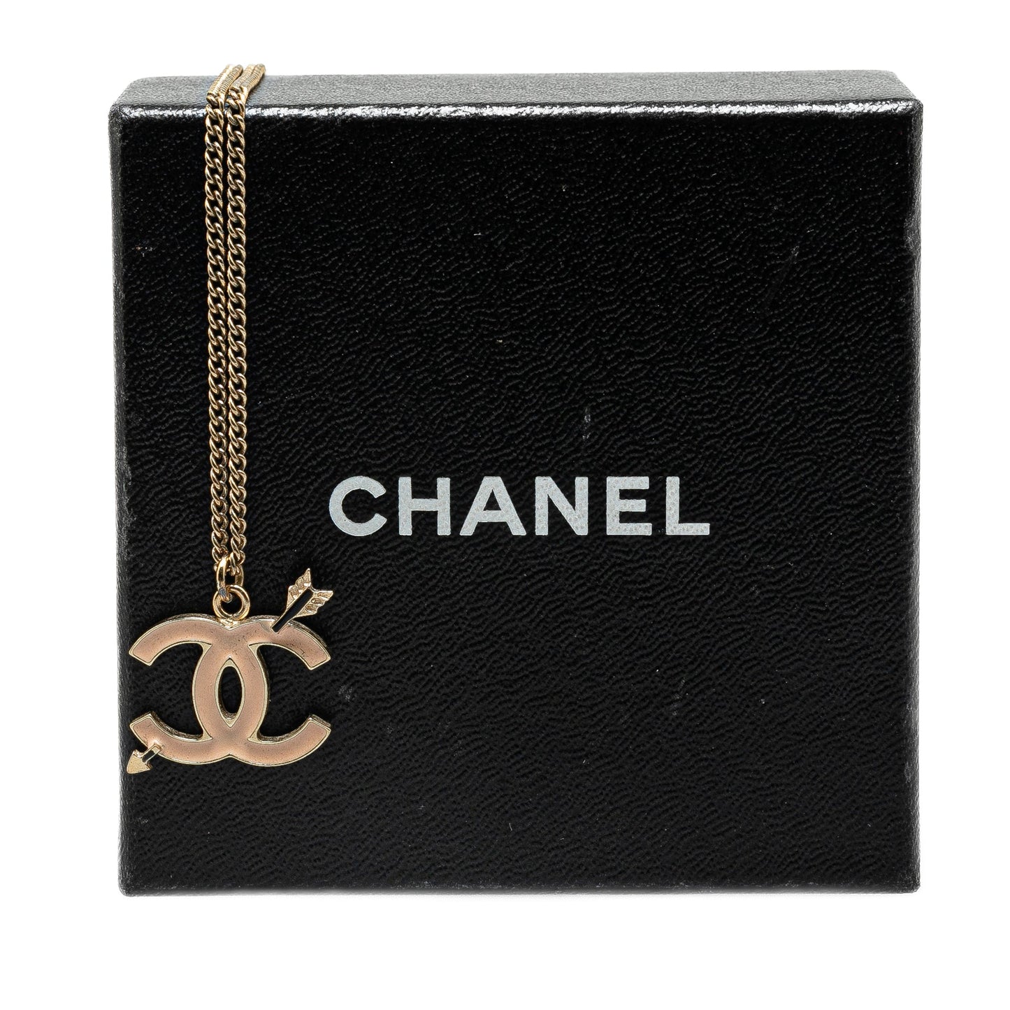 Gold Chanel Gold Plated and Enamel CC Arrow Pendant Necklace