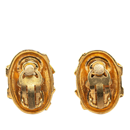 Gold Chanel Gold Plated CC Clip On Earrings