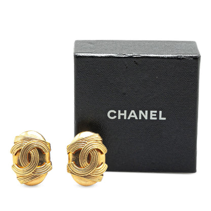 Gold Chanel Gold Plated CC Clip On Earrings