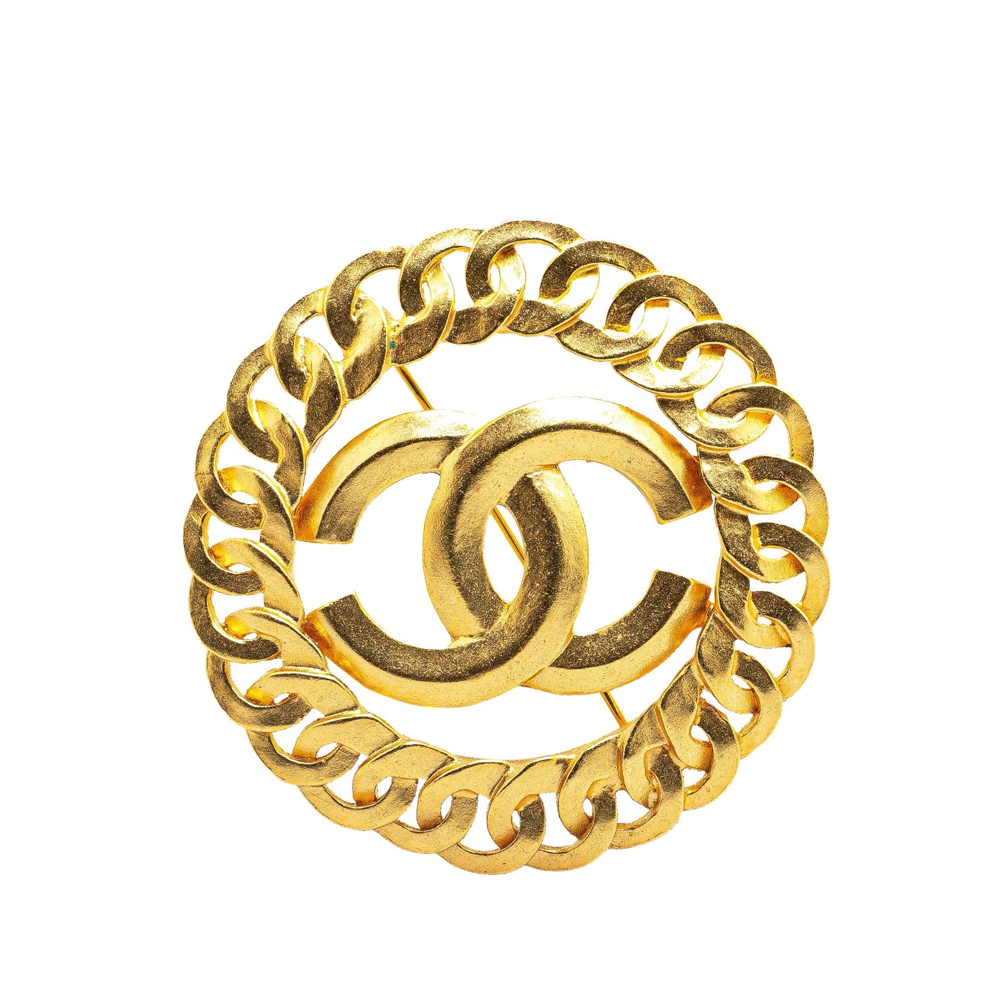 Gold Chanel Gold Plated CC Chain Brooch
