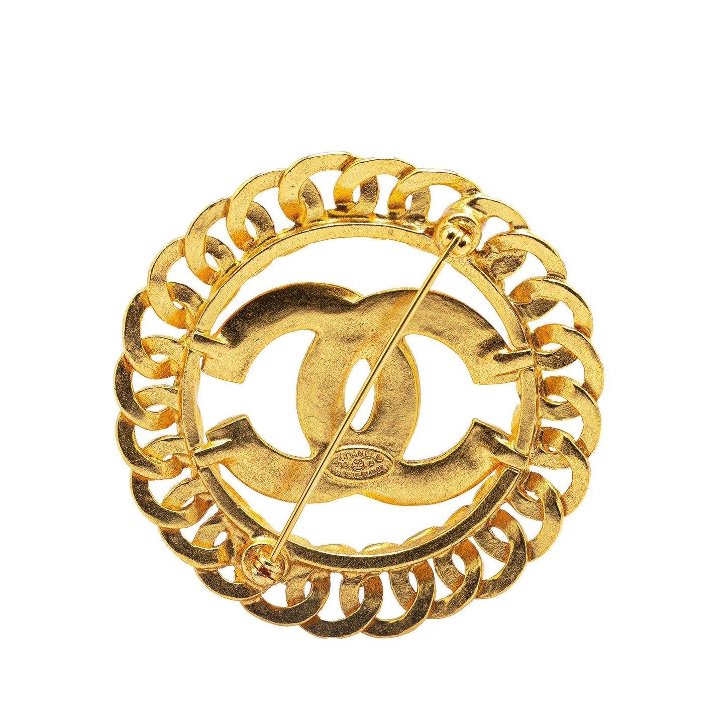 Gold Chanel Gold Plated CC Chain Brooch