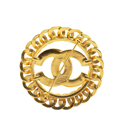 Gold Chanel Gold Plated CC Chain Brooch