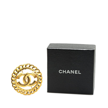 Gold Chanel Gold Plated CC Chain Brooch