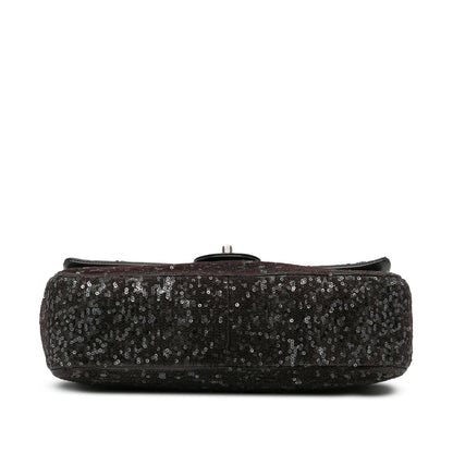 Black Chanel Jumbo Sequined Lambskin Moonlight On Water Flap Shoulder Bag