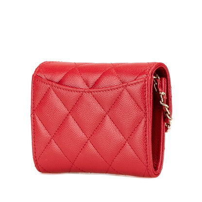 Chanel Sac CC Quilted Caviar Flap Card Holder on Chain