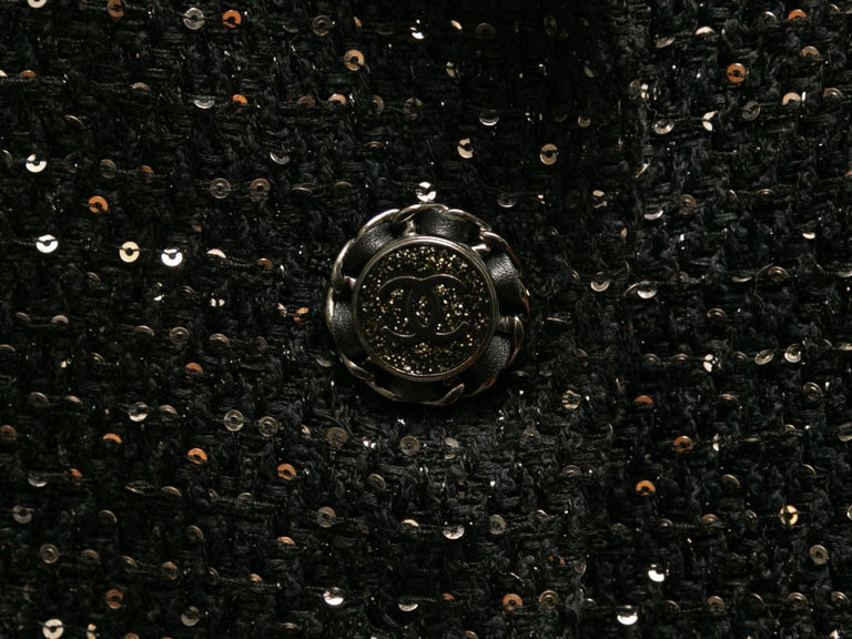 Black & Silver Chanel Cruise 2011 St. Tropez Tweed Blazer Size FR 48