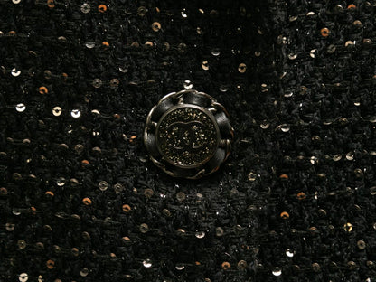 Black & Silver Chanel Cruise 2011 St. Tropez Tweed Blazer Size FR 48