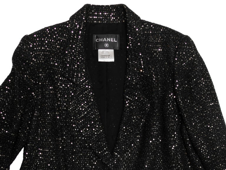 Black & Silver Chanel Cruise 2011 St. Tropez Tweed Blazer Size FR 48