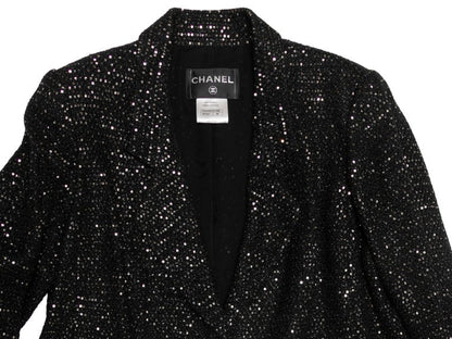 Black & Silver Chanel Cruise 2011 St. Tropez Tweed Blazer Size FR 48