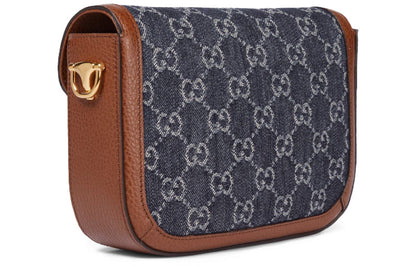 (WMNS) Gucci Horsebit 1955 Retro Shoulder Messenger Bag 'Grey Blue Brown' 658574-2KQPG-8391