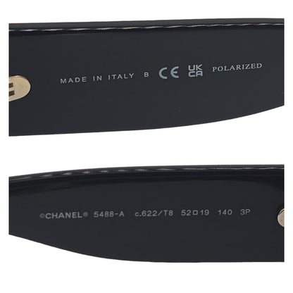 Chanel 5488-A Black Rectangle Sunglasses w/ Bead Chain
