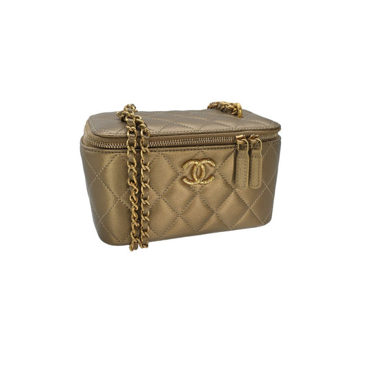 Chanel Metallic Quilted Lambskin Small Dynasty Vanity Case