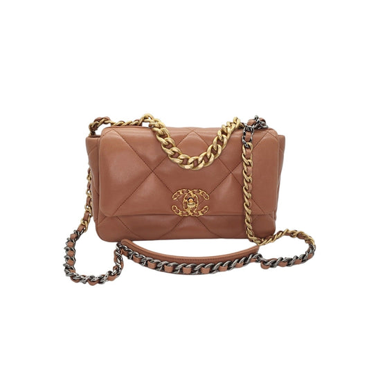 Chanel 19 Lambskin Quilted Medium Flap Bag Caramel