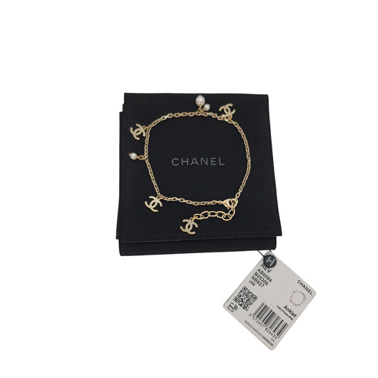 CHANEL CC Faux Pearl Station Bracelet / Anklet