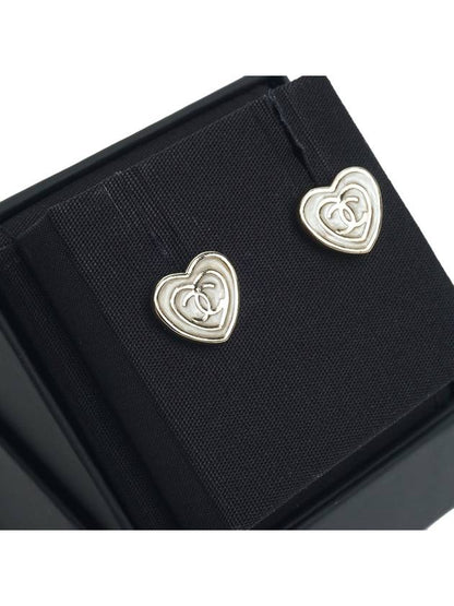 Chanel CC logo heart earrings full set
