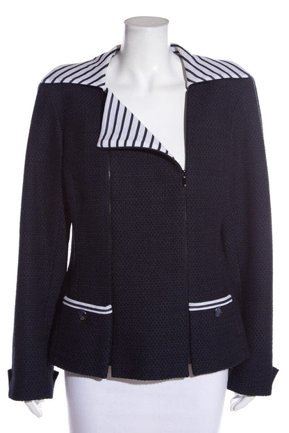Chanel Navy Tweed Stripe Detail Blazer SZ 46 NWT