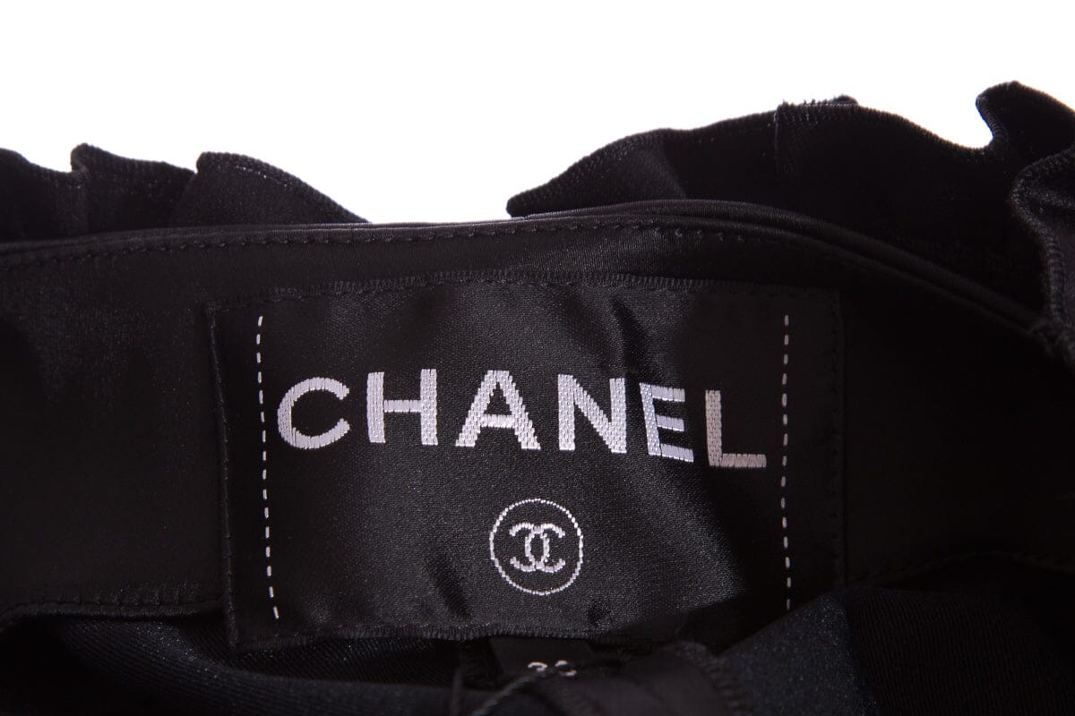 Chanel Black Satin Sleeveless Ruffle Jumpsuit SZ 38
