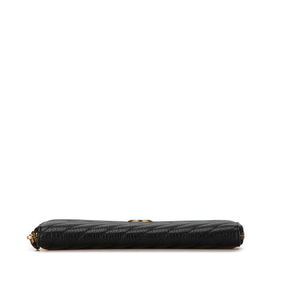 Chanel Coco Mark Stripe Long Wallet Black