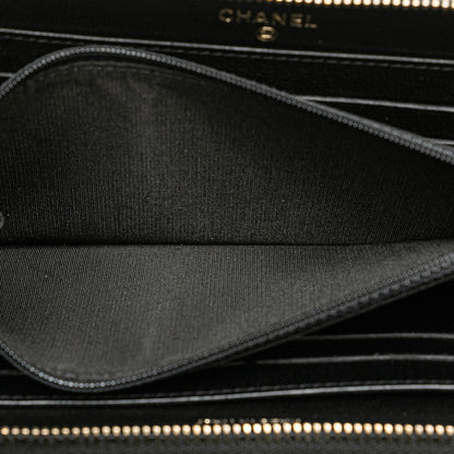 Chanel Coco Mark Stripe Long Wallet Black