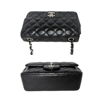 Chanel 2019 Black Lambskin Quilted Mini Rectangular Flap