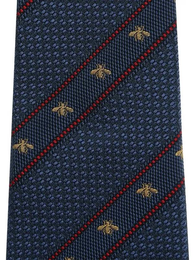 Gucci Bee Web Embroider Silk Tie Blue