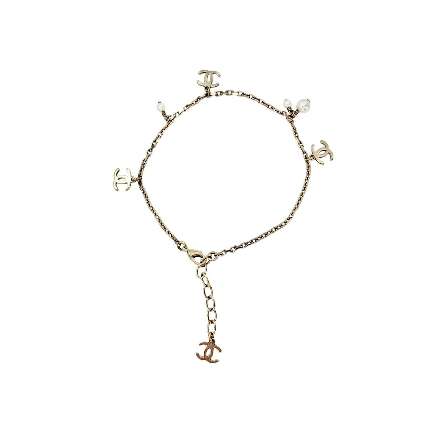 CHANEL CC Faux Pearl Station Bracelet / Anklet