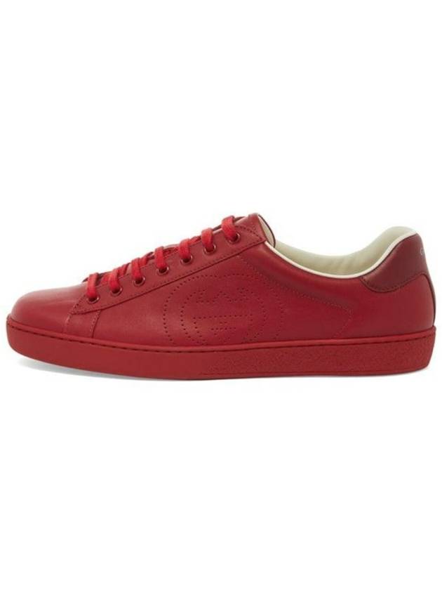 Gucci Ace Interlocking G Low Top Sneakers Hibiscus Red