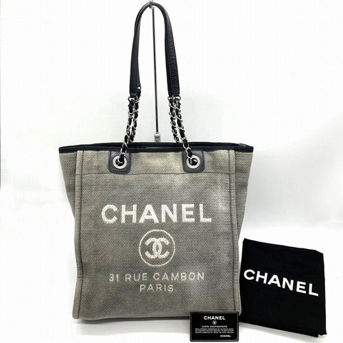 Chanel Sac Deauville en toile gris
