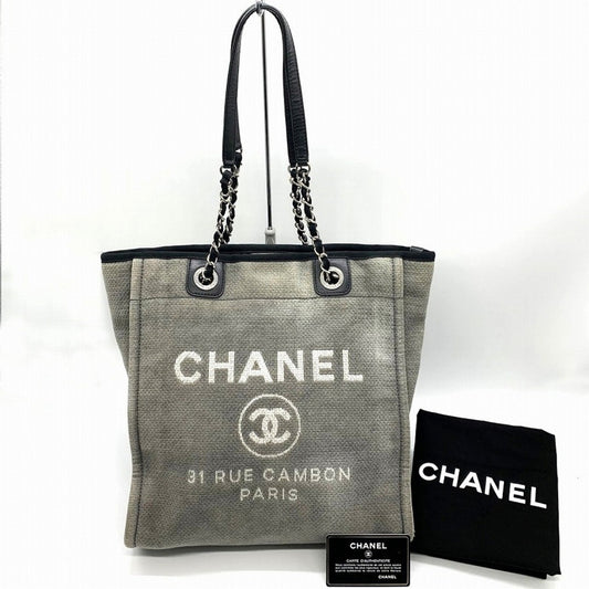 Chanel Sac Deauville en toile gris