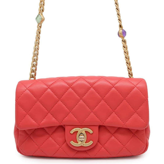 Chanel Sac Single Flap en cuir rouge