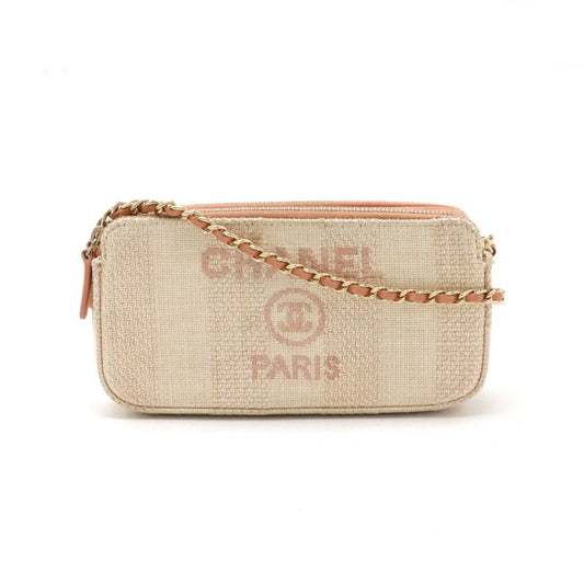Chanel Sac Deauville en toile rose