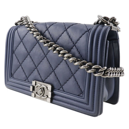 Chanel Sac Boy en cuir bleu