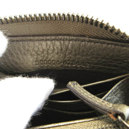 GUCCI 308004 Soho Interlocking G Leather Gunmetal Round Long Wallet