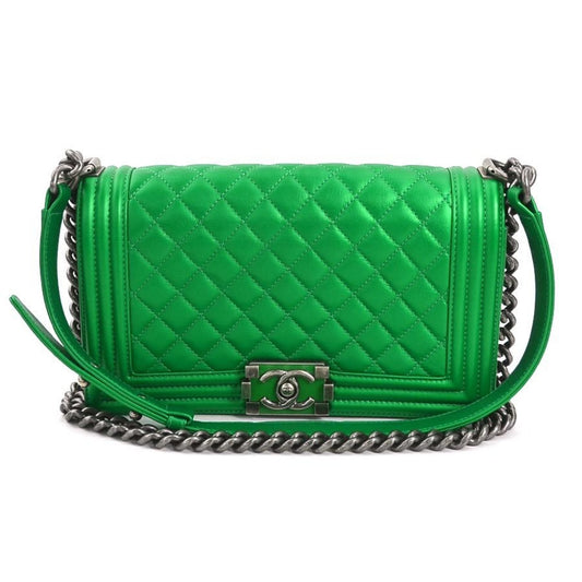 Chanel Sac Boy en cuir vert