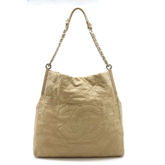 Chanel Sac Chain Tote en cuir beige
