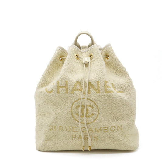 Chanel Sac Deauville en cuir beige