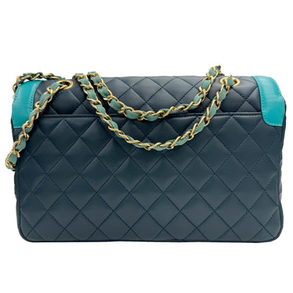 Chanel Sac Single Flap en cuir bleu