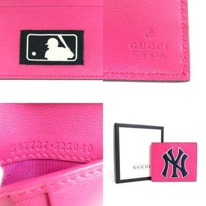 GUCCI Bill Purse NY Yankees Collaboration Leather Pink x Navy Men's 547787