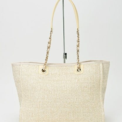 Chanel Sac Deauville en paille blanc
