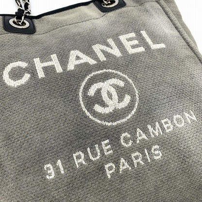 Chanel Sac Deauville en toile gris