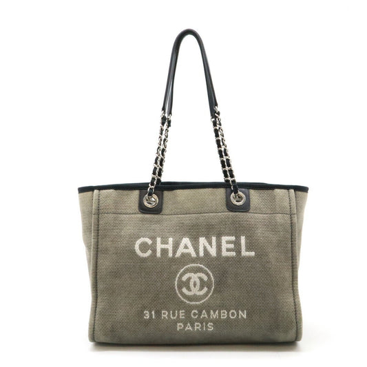 Chanel Sac Deauville en toile noir