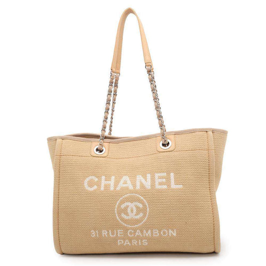 Chanel Sac Deauville en toile beige