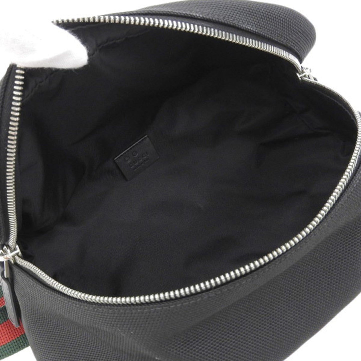 GUCCI Canvas Leather Sherry Body Bag Waist 630920 Black Ladies