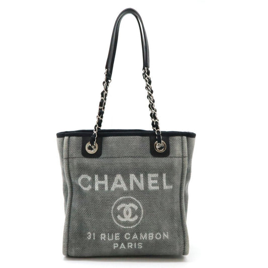 Chanel Sac Deauville en toile noir