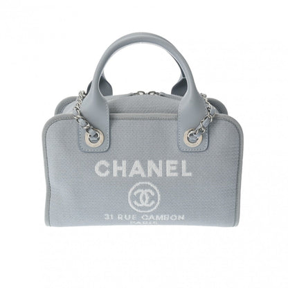 Chanel Sac Deauville en toile bleu