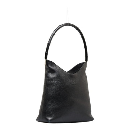 GUCCI Bamboo One Shoulder Bag 001 3244 Black Leather Women's