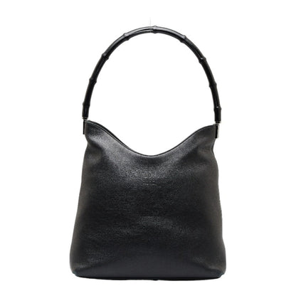 GUCCI Bamboo One Shoulder Bag 001 3244 Black Leather Women's
